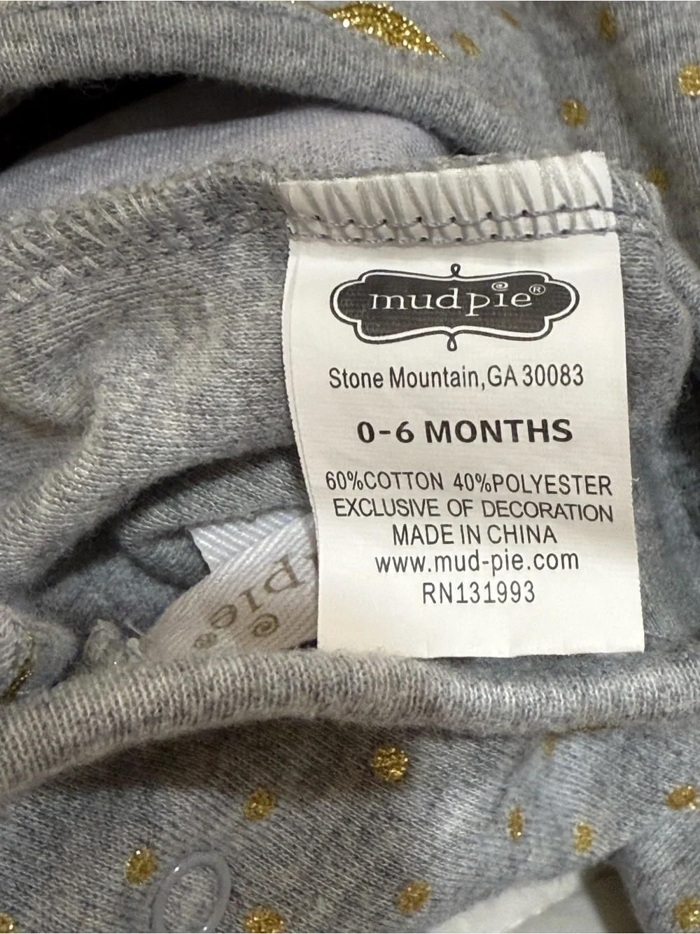 Mud Pie Gray Romper with Gold Dot and Pumpkin Applique